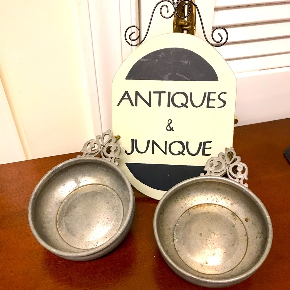 VTG(1950’s) Pewter WEB 1176 set of 2 Porringer Dish/w Filigree Handle